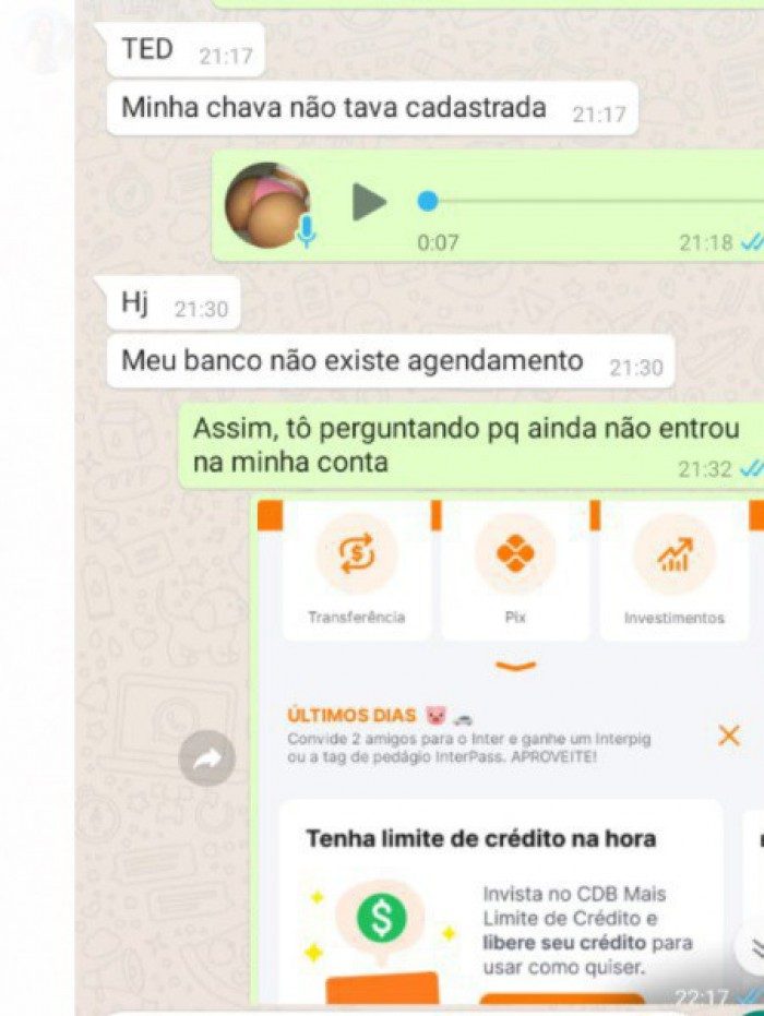 Post da conversa entre acompanhante e Claudio Fits