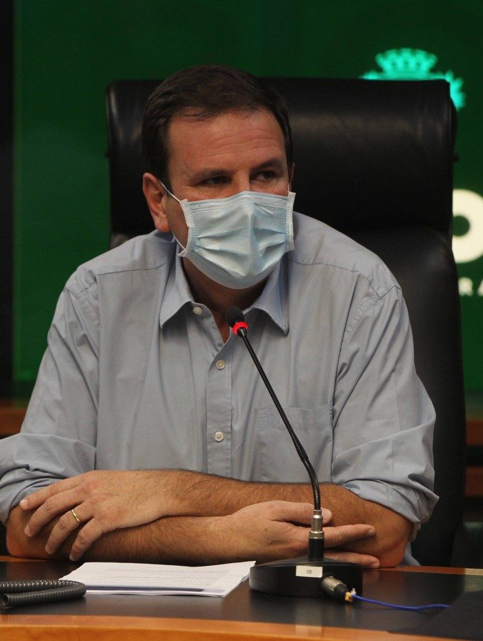  Prefeito Eduardo Paes participa da divulgação do terceiro Boletim Epidemiológico da Covid-19,no Centro de Operações Rio, na Cidade Nova. Na foto, o Prefeito Eduardo Paes.
