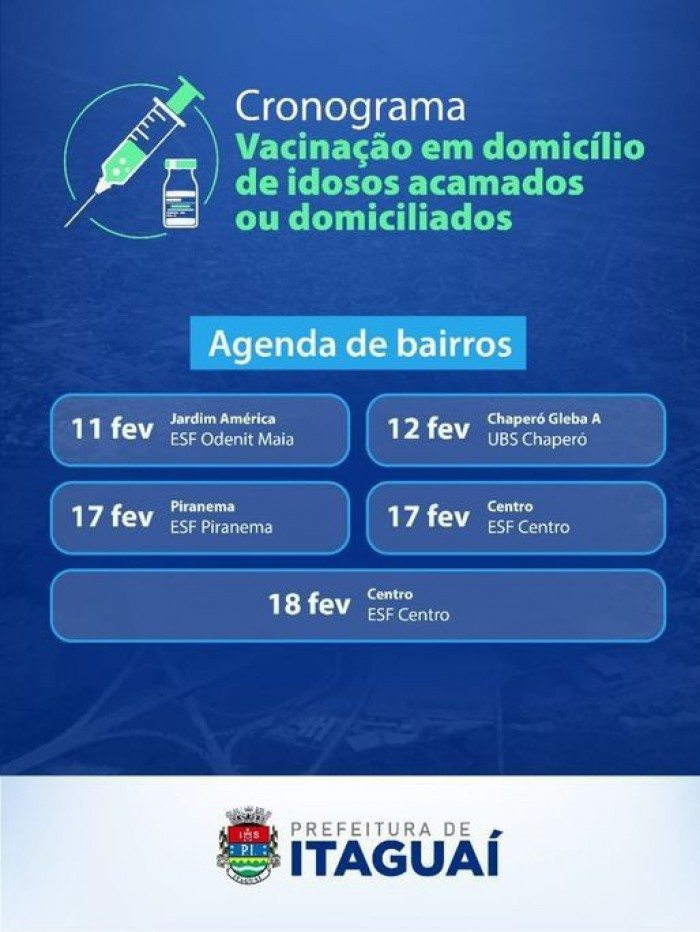 Texto da publicação fala em vacinação de idosos que não podem sair de casa, mas arte da mesma postagem traz agenda nos postos de saúde  - Reprodução internet
