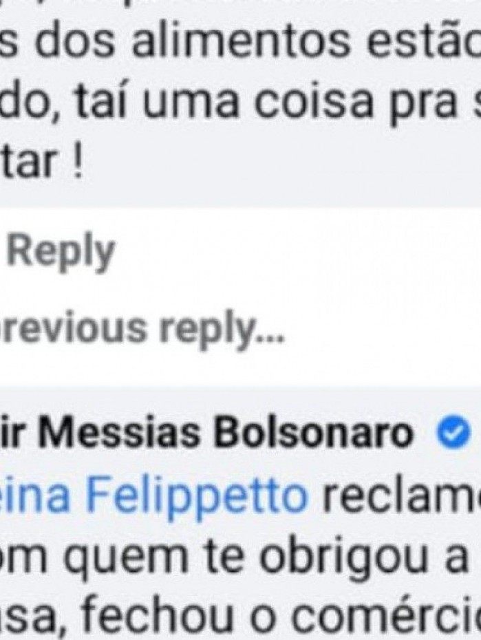 Bolsonaro rebate cobrança sobre alta nos preços - Reprodução/Facebook