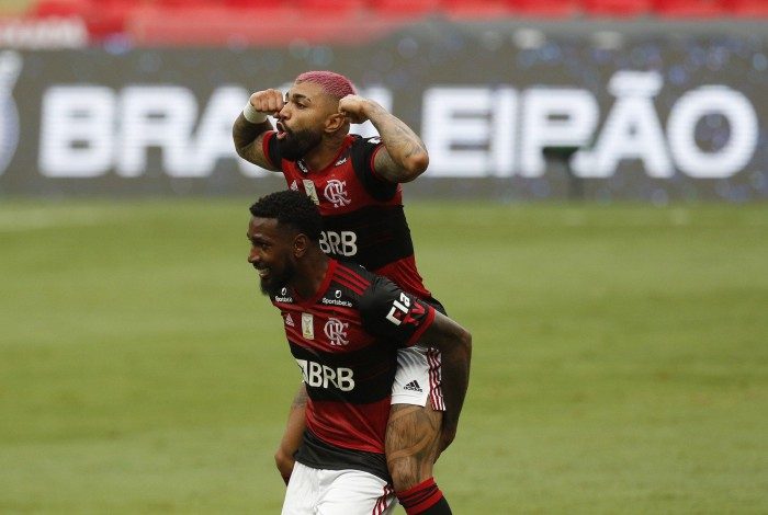 Ataquel -  Campeonato Brasileiro serie A 2020 - Partida valida pela 37 rodada - Flamengo x Internacional - Estadio Maracana, Maracana, zona norte do Rio. Na foto, comemoraçao do segundo  gol do Flamengo