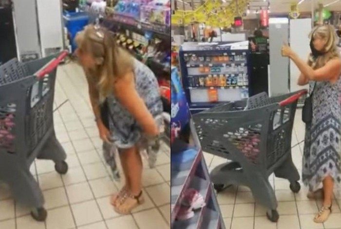 Covid-19: Mulher tira calcinha e usa ela como 'máscara' em supermercado; assista