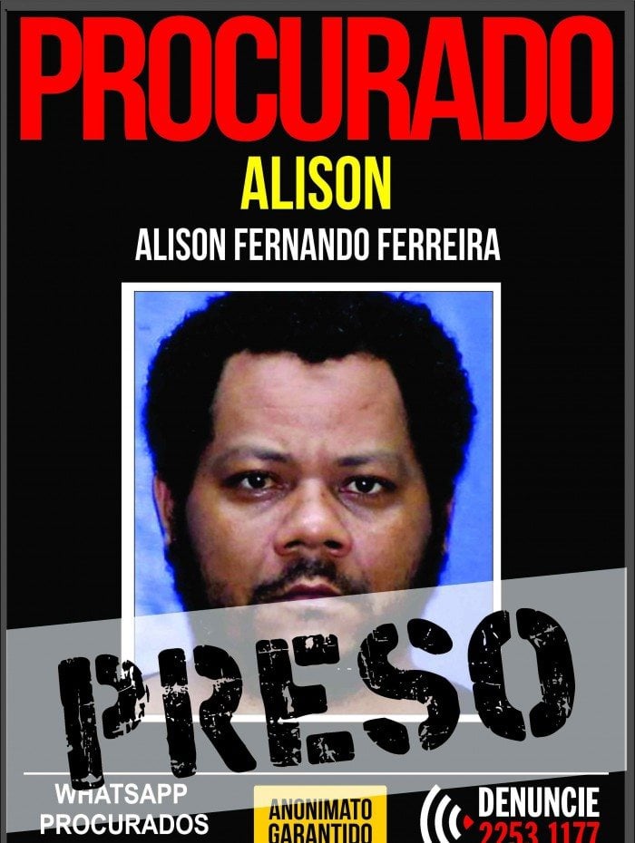 Criminoso Alison Fernando Ferreira foi preso após ação da Polícia Militar e Portal dos Procurados