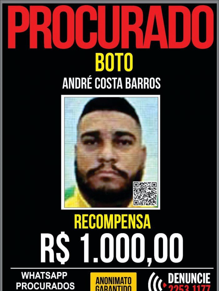 Portal dos Procurados divulga cartaz em busca de informações de André Boto, de 35 anos