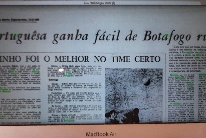 A manchete de 1966 destacou a vitória da Lusa sobre o Botafogo