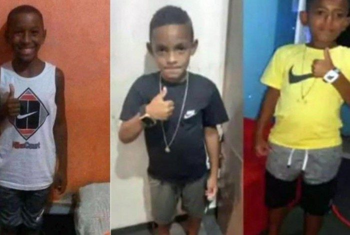 Fernando Henrique, de 11 anos, Alexandre Silva, de 11 anos, e Lucas Matheus, de 8 anos, estão desaparecidos
