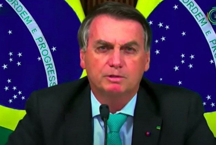 O presidente Jair Bolsonaro durante seu discurso na Cúpula sobre o Clima