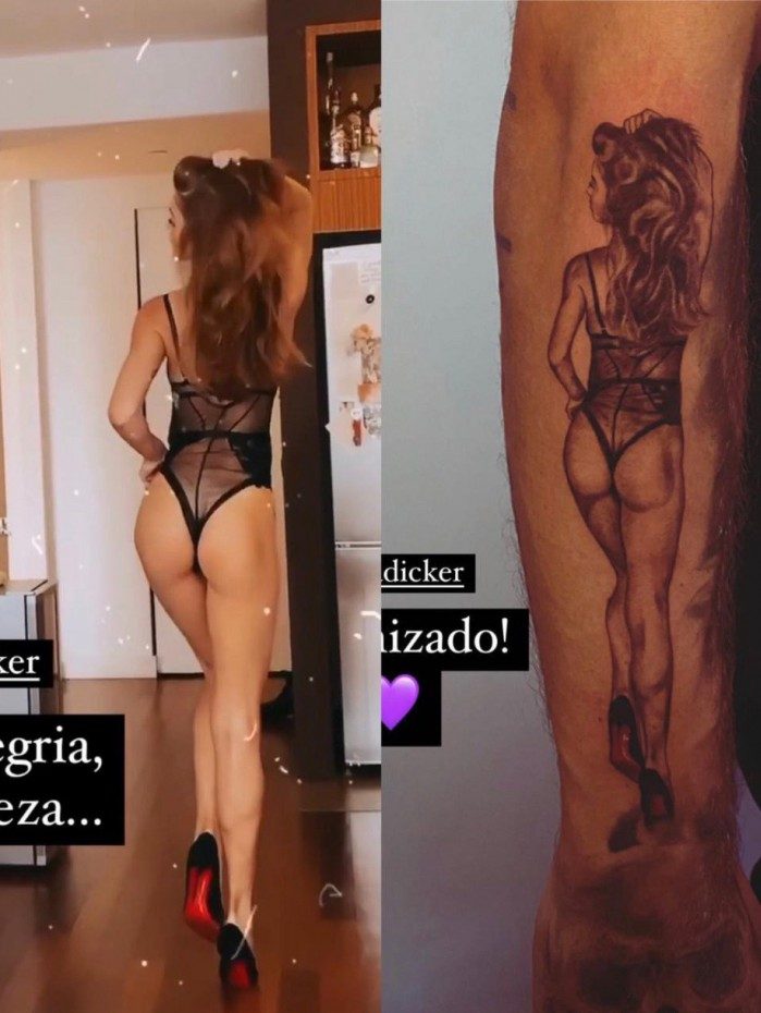 Pedro Scooby tatua Cintia Dicker de lingerie 