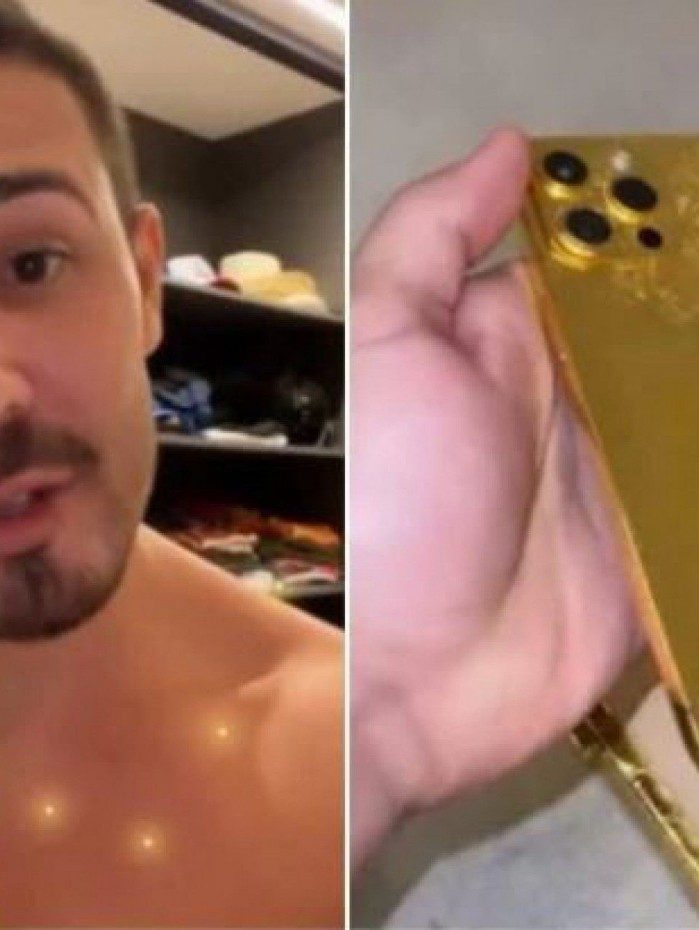 Carlinhos Maia ganha celular de ouro
