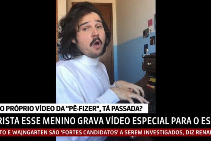Humorista 'Esse Menino' grava nova versão do meme da 'Pifaizer' para o 'Estúdio i', da GloboNews
