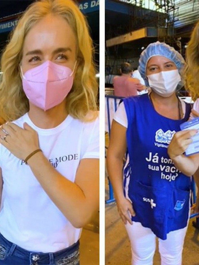 Ang&eacute;lica &eacute; vacinada contra a covid-19 no Rio de Janeiro