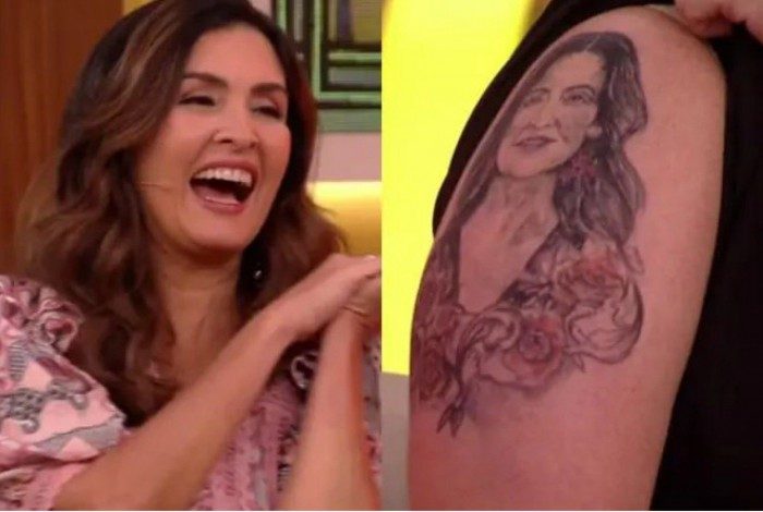 Tati Machado, mostra  'Tatuagem Fake' com o rosto de Fátima Bernardes 