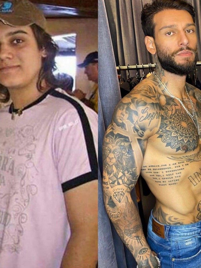 Lucas Lucco mostra antes e depois