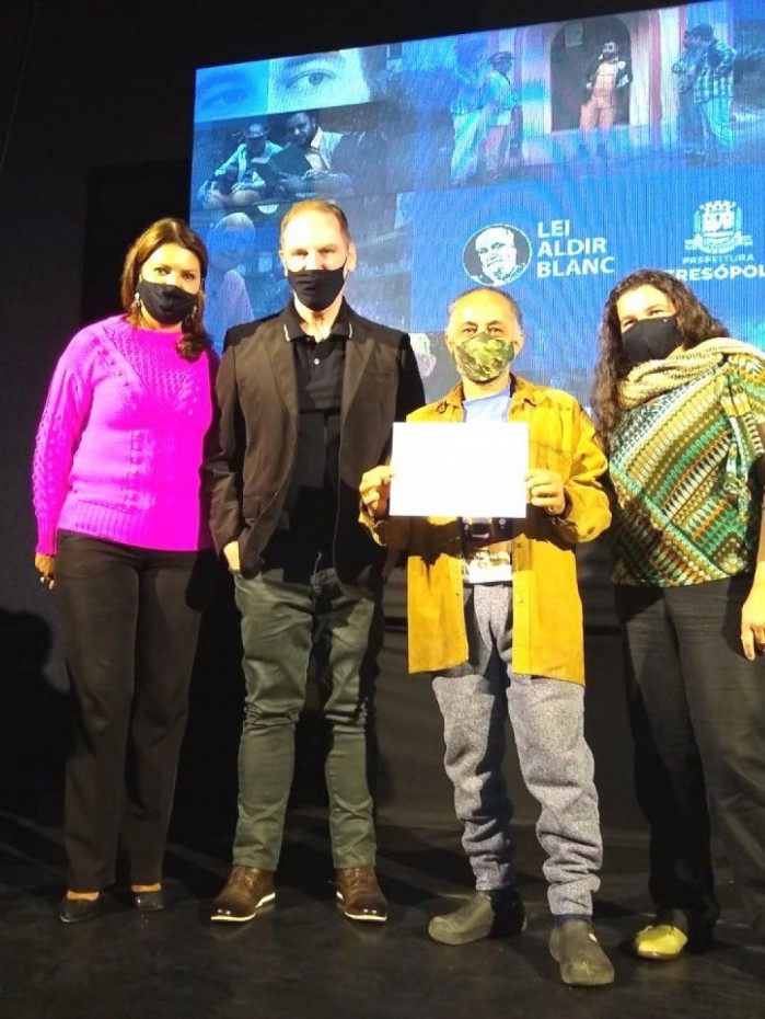 Secretária de Cultura Cléo Jordão, subsecretário Ricardo Guarilha, Xando Pernambuco e Bianca de Aquino