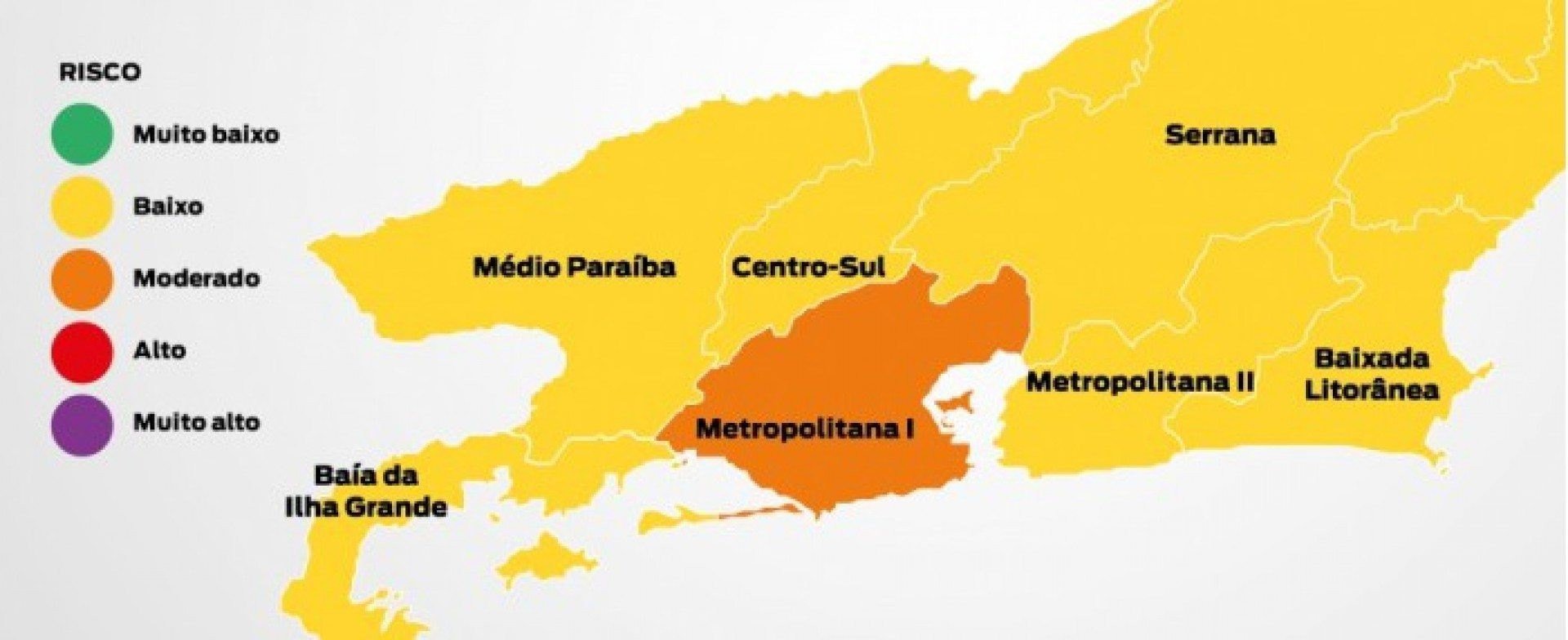 A bandeira amarela indica baixo risco de transmiss&atilde;o da doen&ccedil;a
