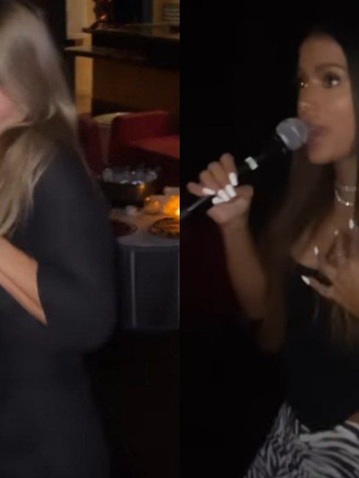 Carolina Dieckmann e Anitta se divertem em karaokê nos Estados Unidos