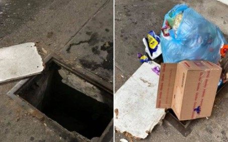 Jovem cai em bueiro aberto na Praça Saens Peña e faz alerta para quem passa pelo local