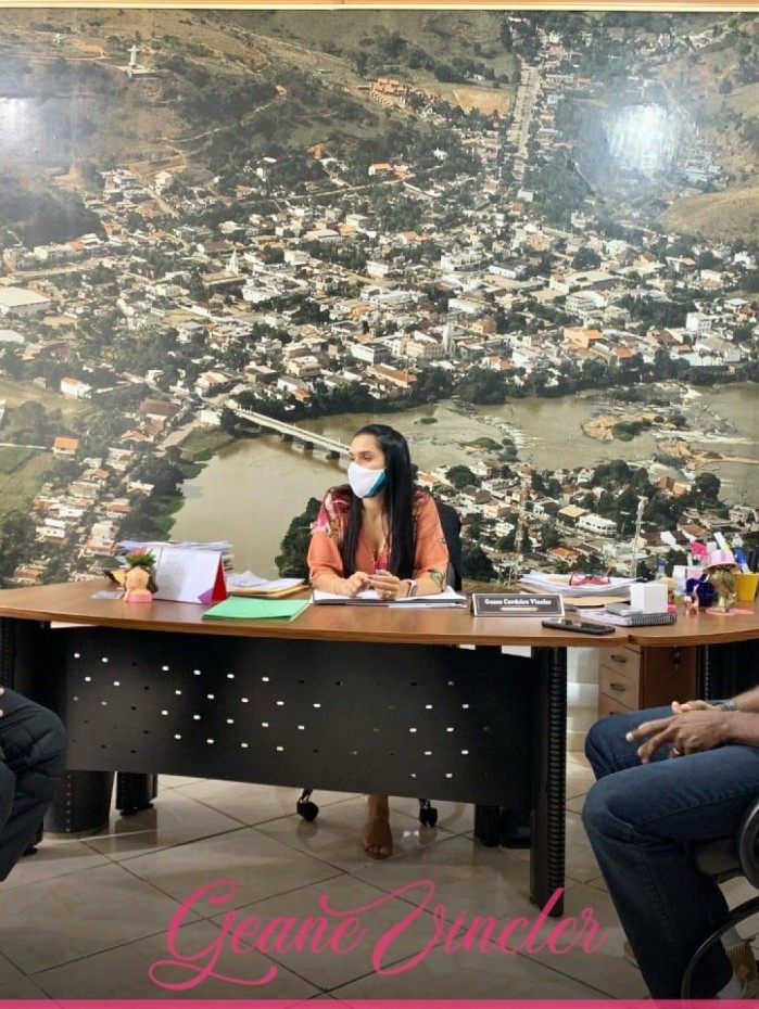 Reunião no gabinete da prefeita Geane Vincler com o Tenente PM Patrick Rogério Coelho.