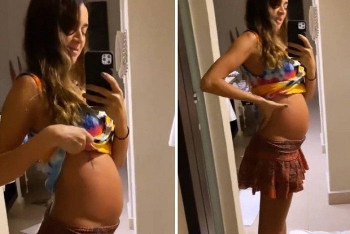 Thaila Aayala mostra barrigão de cinco meses de gravidez