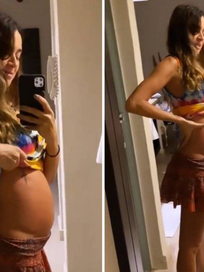 Thaila Aayala mostra barrig&atilde;o de cinco meses de gravidez