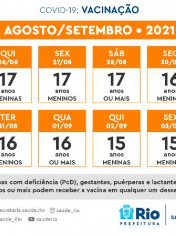 Calendário de vacinação dos adolescentes contra a covid-19