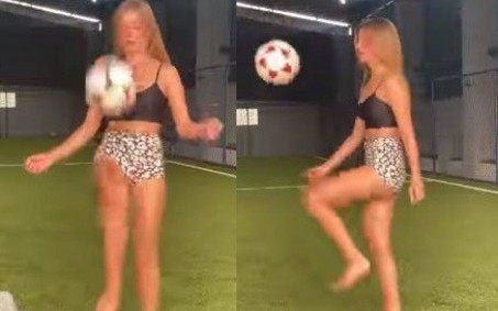 Vídeo! Ex-noiva de Nego do Borel mostra desenvoltura nas embaixadinhas