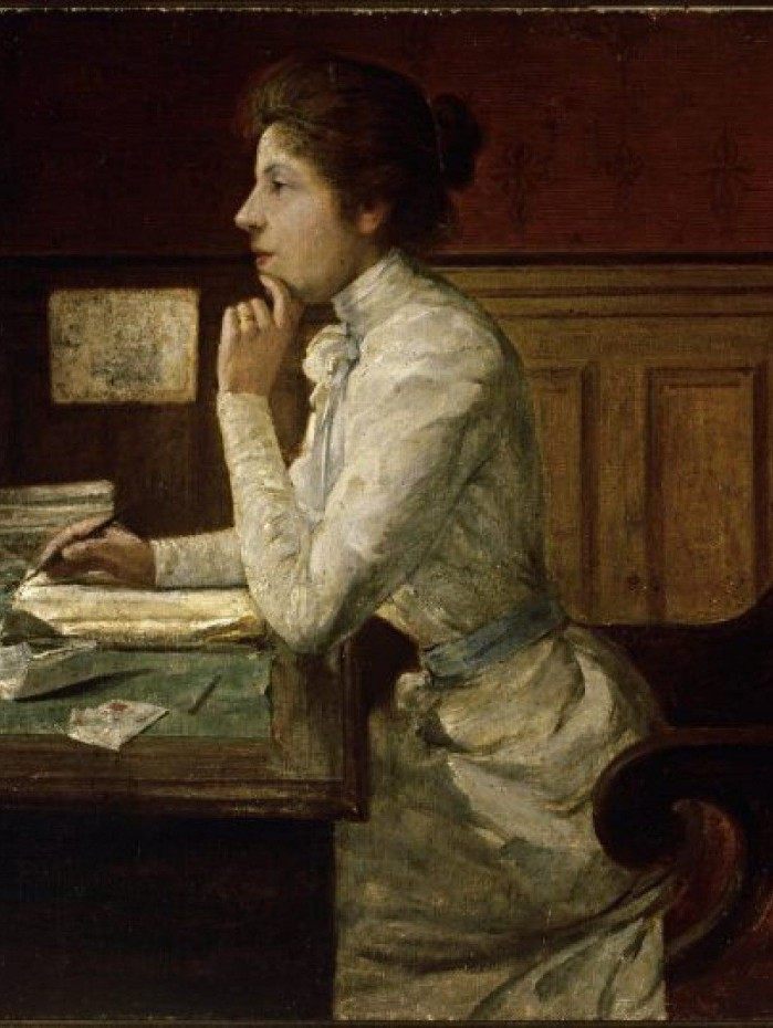Último autorretrato de Abigail: Mulher Sentada Diante de uma Escrivaninha, 1889. Rio de Janeiro. Coleção particular. - (Reprodução)