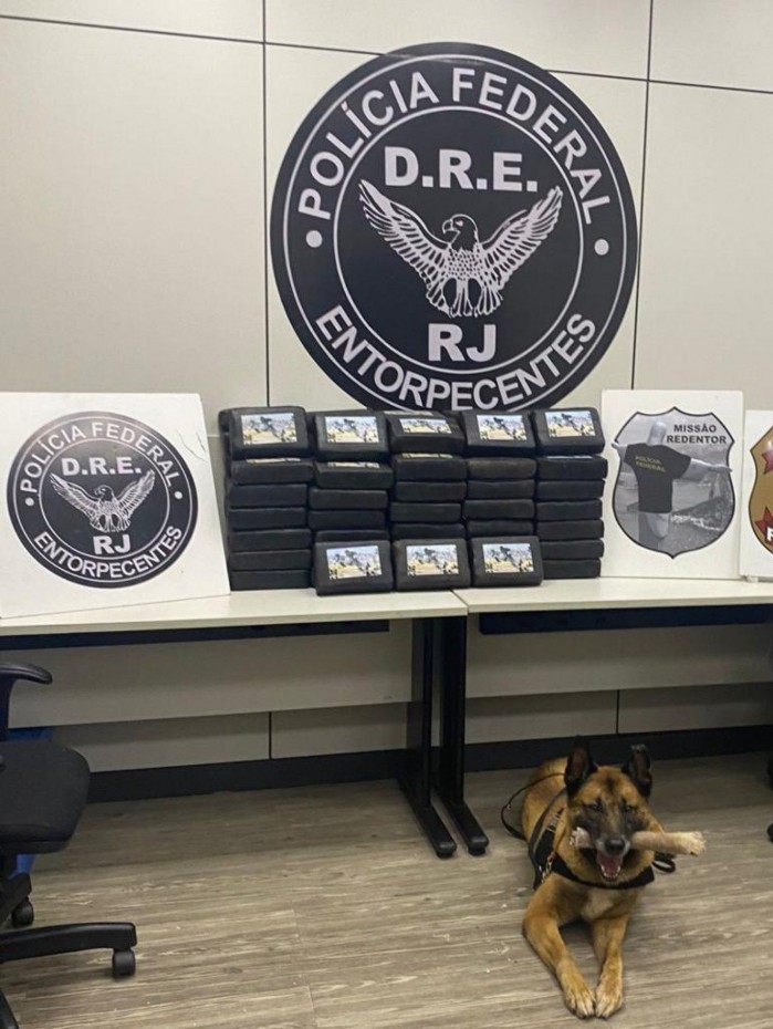 Ação contou com o auxílio de policiais e cães da Delegacia de Repressão a Drogas da Polícia Federal (DRE/RJ)