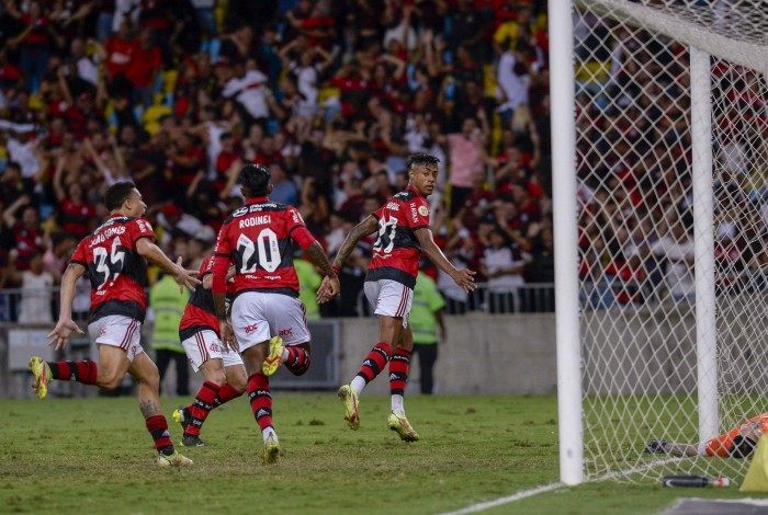 Bruno Henrique chama Rodinei, que fez o cruzamento, e João Gomes para comemorar o gol rubro-negro