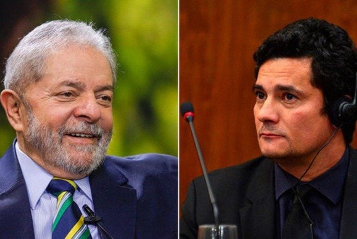O ex-presidente Lula (PT) e o ex-ministro da Justiça Sérgio Moro (Podemos)
