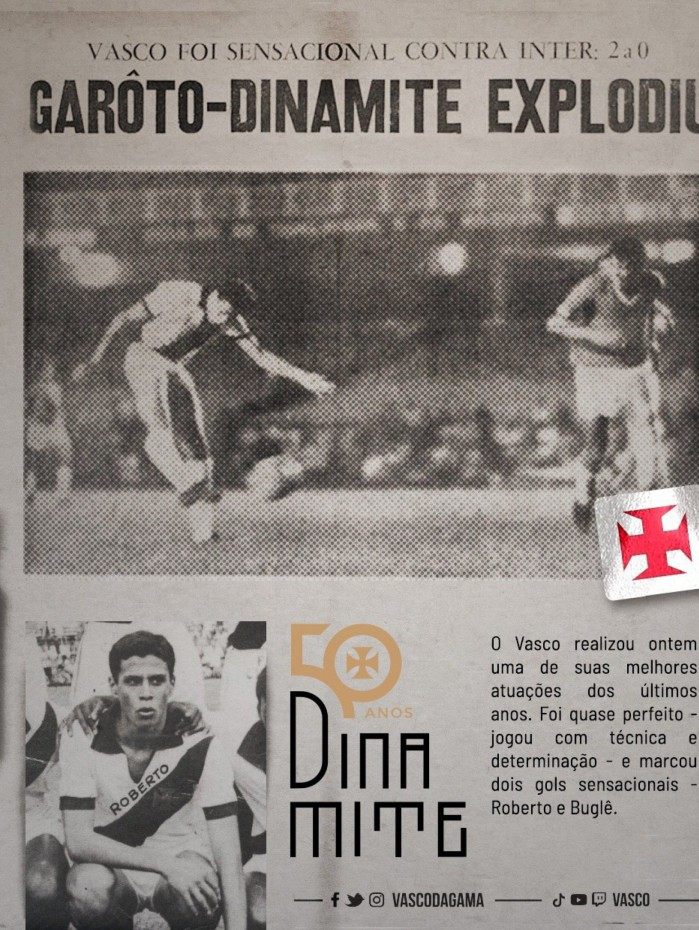 Vasco homenageia Roberto Dinamite pelos 50 anos de seu primeiro gol