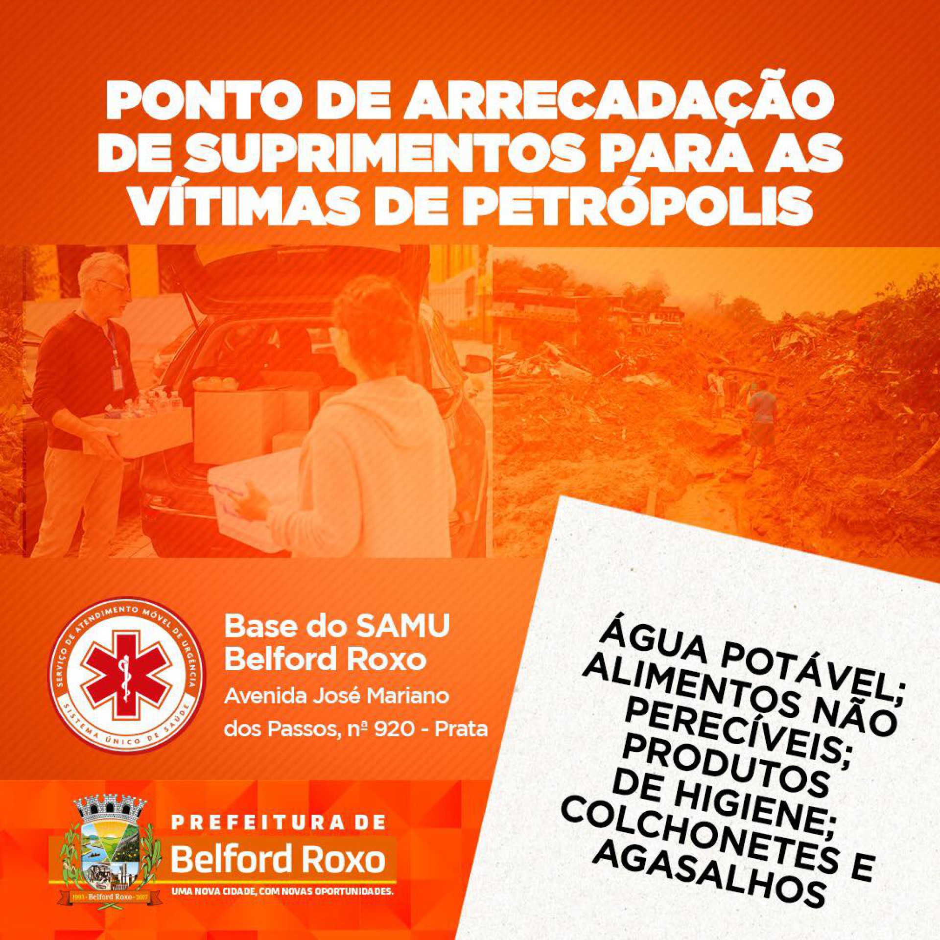 O SAMU de Belford Roxo fica no bairro da Prata