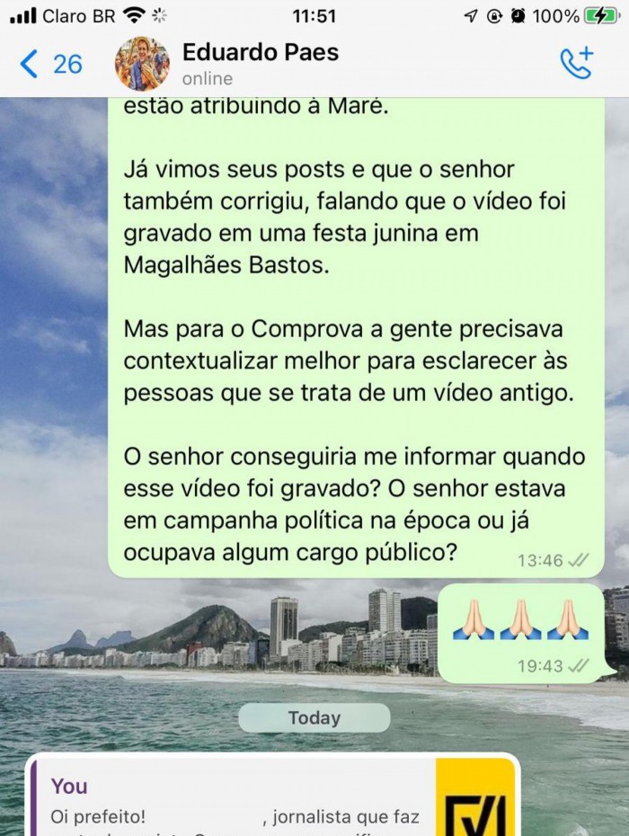 Eduardo Paes afirma que imagem foi gravada em Magalh&atilde;es Bastos, na Rua Arquimedes