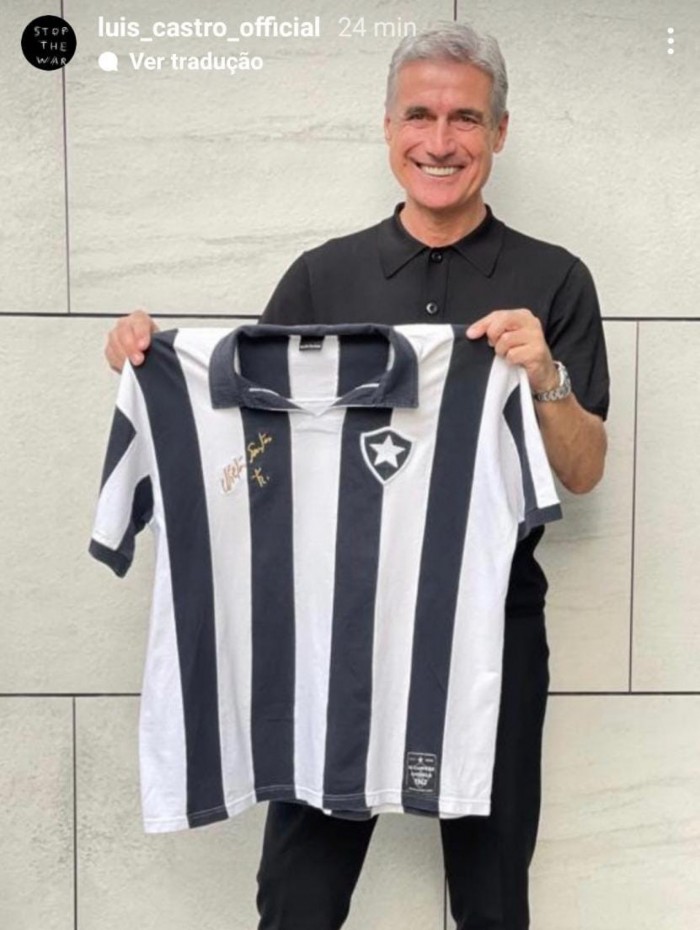 Luís Castro postou foto com a camisa do Botafogo