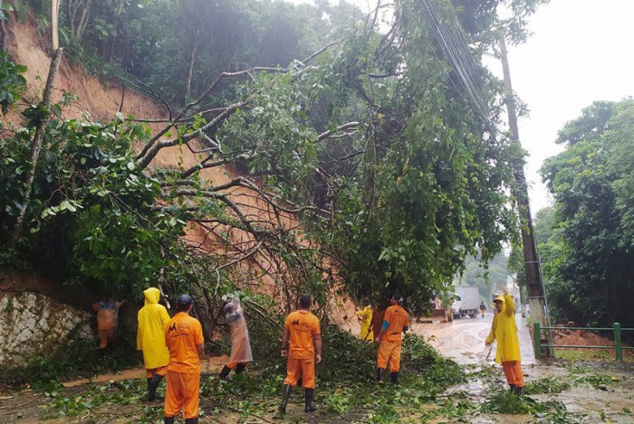 Deslizamento de terra e queda de árvores em razão das fortes chuvas que atingem a cidade de Angra dos Reis, na Costa Verde do Rio 