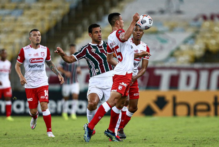 Fred em último duelo entre Fluminense e Santa Fe, em maio de 2021, pela Libertadores