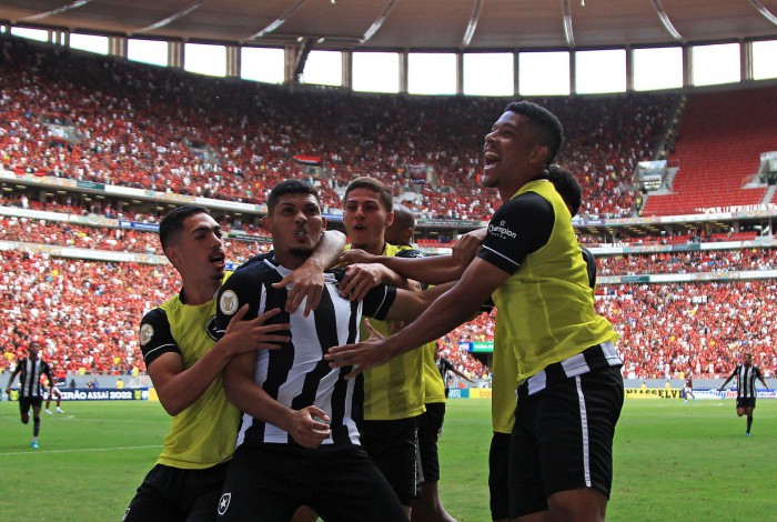 Erison comemora gol do Botafogo sobre o Flamengo pela Série A