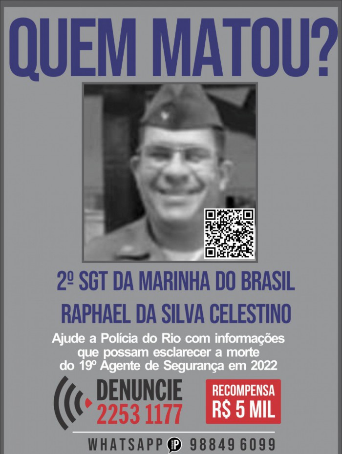 Cartaz pede informações sobre os envolvidos na morte de militar da