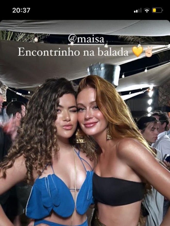 Maisa e Marina Ruy Barbosa se encontram em boate na Grécia
