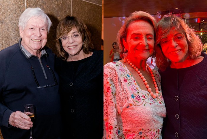 Gloria Perez e Boni estiveram na festa de aniversário de Lucinha Araújo, mãe de Cazuza