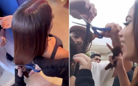 Anitta recebe novo corte de cabelo por GKay em pós show na sua casa
