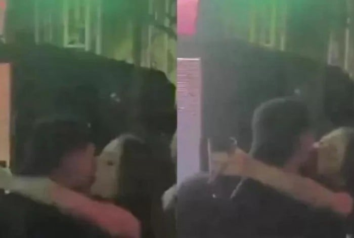 Jade Picon e Gabriel Medina trocam beijos em festa