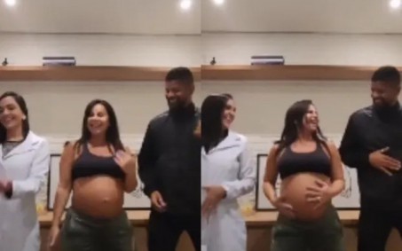 Viviane Araújo dança com marido e barrigão ao som de 'Vem Neném'