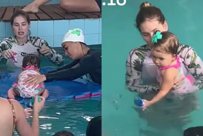 Virgínia Fonseca compartilha registros de aula de natação da filha, Maria Flor