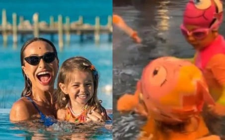 Sabrina Sato mostra filha nadando e se divertindo: 'de roupa e tudo' 