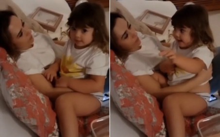 Tata Werneck posta vídeo de Clara Maria e brinca com a filha: 'Apostila do Chaves lição 1'