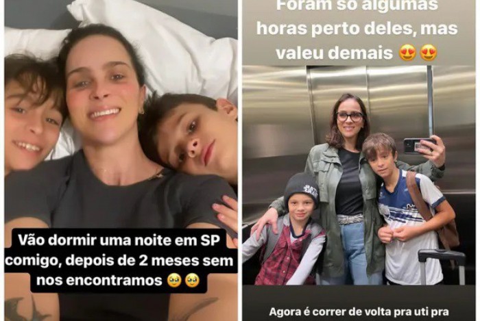 Letícia Cazarré reencontra filhos em breve saída de UTI