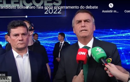 Sérgio Moro acompanha Bolsonaro no debate da Band