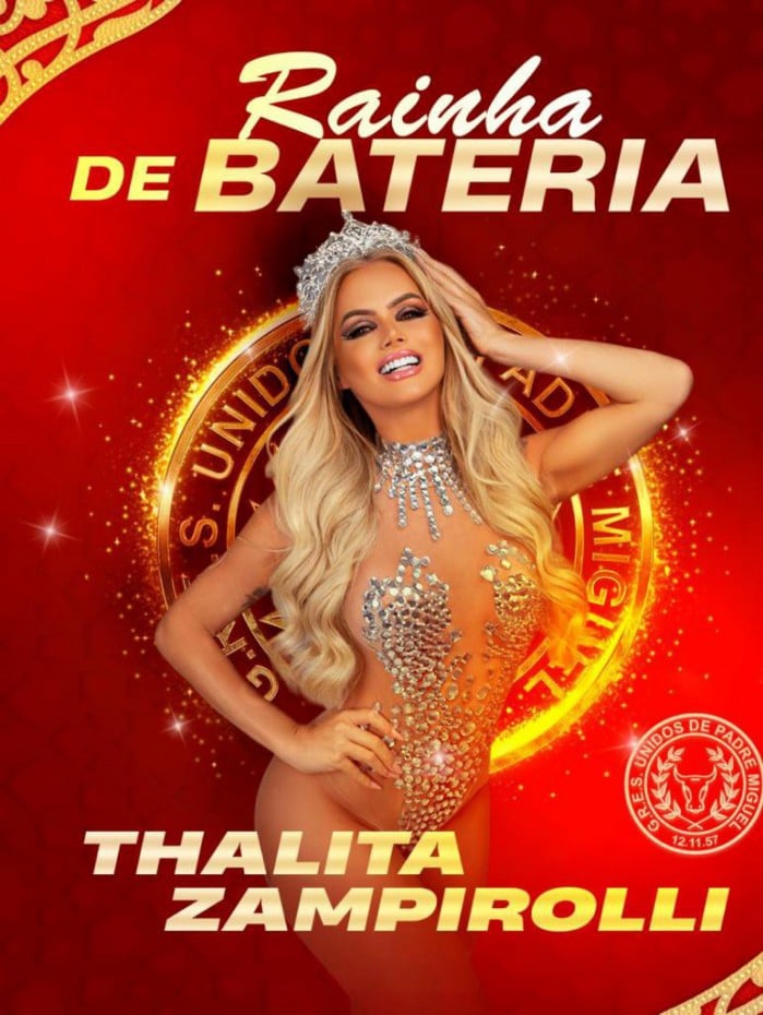 Thalita Zampirolli é a nova rainha de bateria da Unidos de Padre Miguel
Thalita Zampirolli é a nova rainha de bateria da Unidos de Padre Miguel