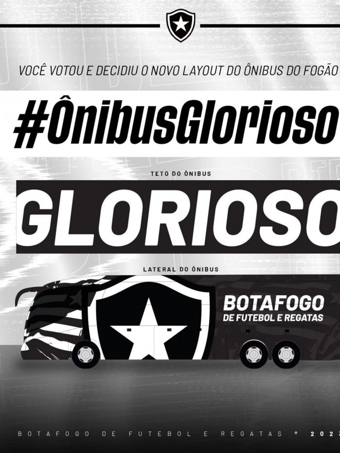 Layout do ônibus do Botafogo para temporada 2023 foi escolhido por votação da torcida